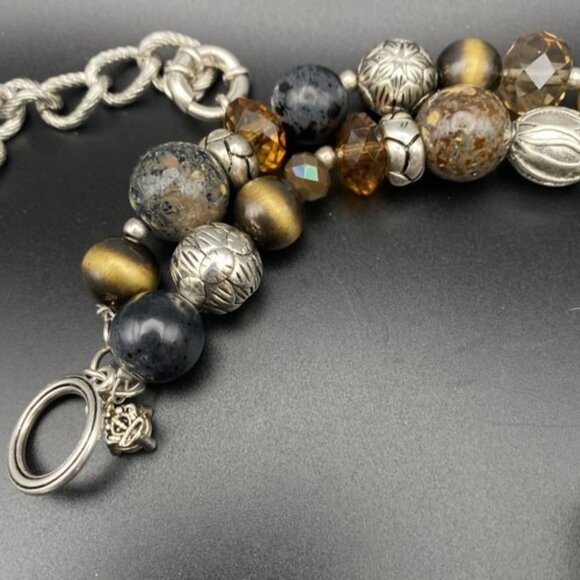 Premier Designs Necklace Bracelet Set Top Notch Pendant Reversible Gold Silver - Picture 10 of 16